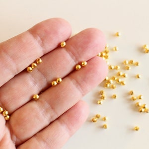 Perles intercalaires rondes lisses en laiton doré perles d'entretoises de différentes dimensions au choix 2mm, 3mm, 4mm, 5mm, 6mm ,8mm image 1