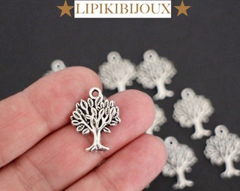 10 breloques arbres de vie en métal argenté 22 x 17 mm pour vos créations bijoux nature