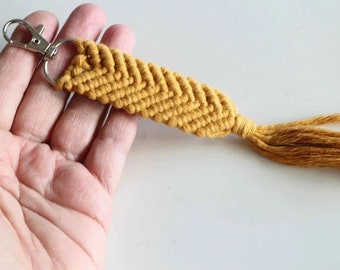 Mustard macramé key ring Handmade