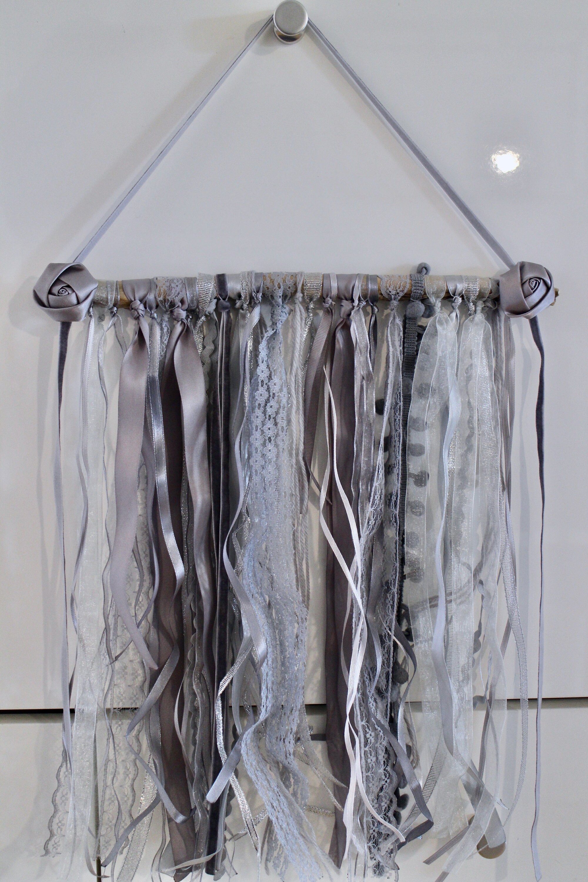 Décor Mural en Bois Flotté Gris Argent Fait-Main