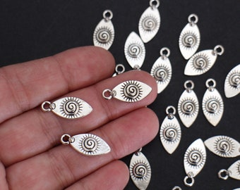 10 silver-plated brass eye charms 21 x 9 mm for your ethnic boho jewelry creations