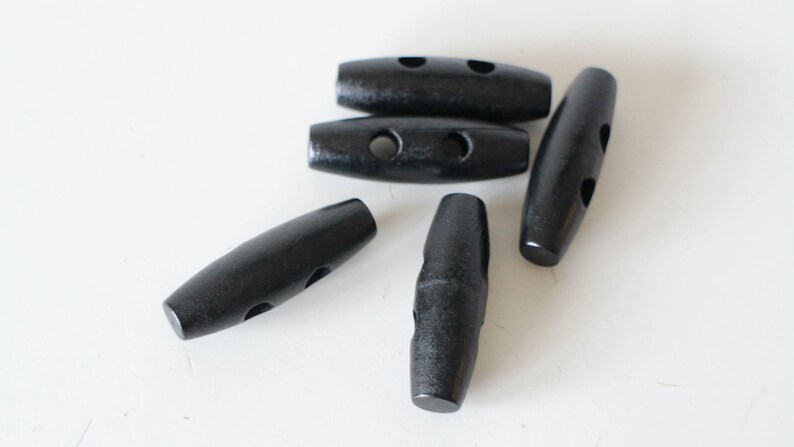 5 longs boutons en bois noir 35 x 11 mm image 2