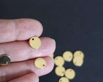 10 round gold charms in stainless steel 10 mm