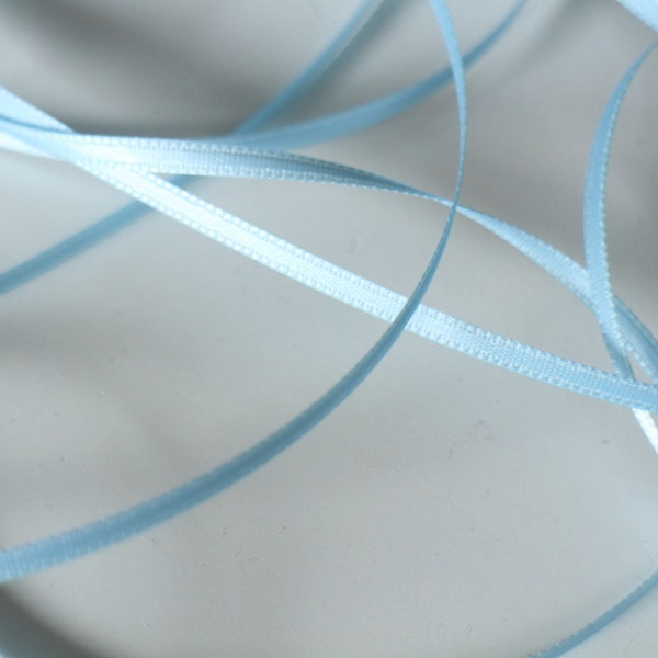 5 meters of sky blue satin ribbon 3 mm wide for your jewelry creations decoration accessories...