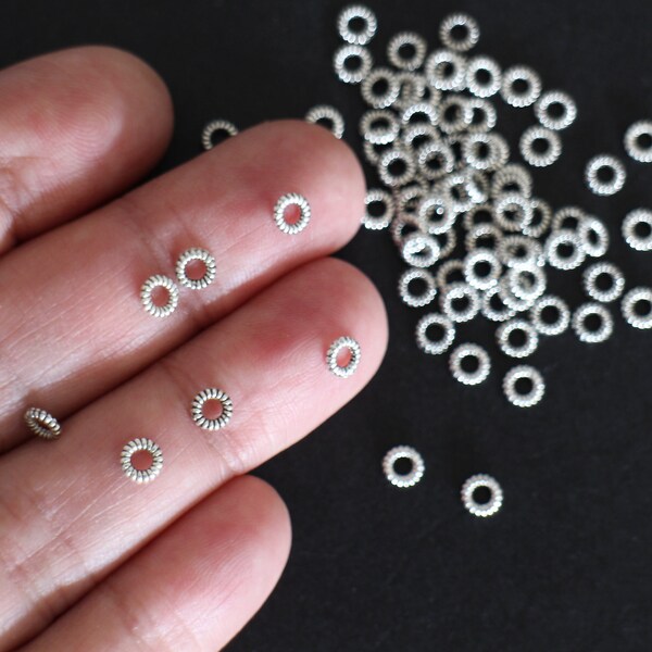 100 small round spacer beads in silver-plated brass 4 mm for your jewelry creations