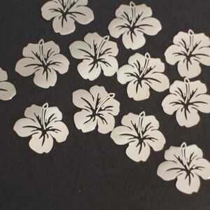 6 breloques fleurs d'hibiscus en cuivre argent 21 x 19 mm image 2