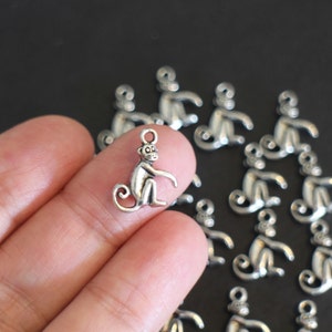 10 monkey charms with faces and backs in silver-plated brass 16 x 13 mm for your animal and nature theme jewelry creations