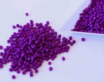 Purple round glass seed beads 2 mm