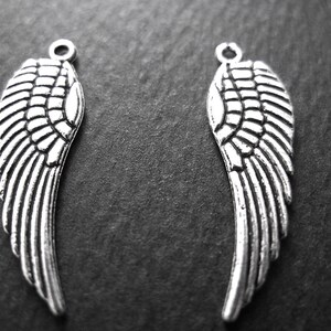 10 breloques ailes en laiton argenté 30 x 10 mm pour la réalisation de vos créations bijoux bohème nature image 4