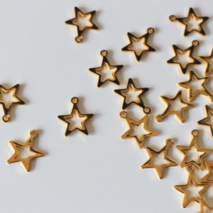 10 hollowed-out star charms in golden stainless steel 15 x 13 mm for timeless jewelry creations image 4