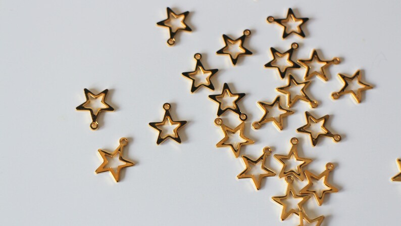 10 hollowed-out star charms in golden stainless steel 15 x 13 mm for timeless jewelry creations image 4