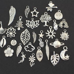 30 breloques différentes en laiton argenté pour vos créations bijoux thème nature image 6