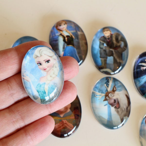 8 cabochons Reine des Neiges 40 x 30 mm Fait-main