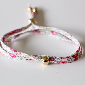 Bracelet in authentic Liberty Éloise classic spaghetti cord and gold stainless steel Handmade