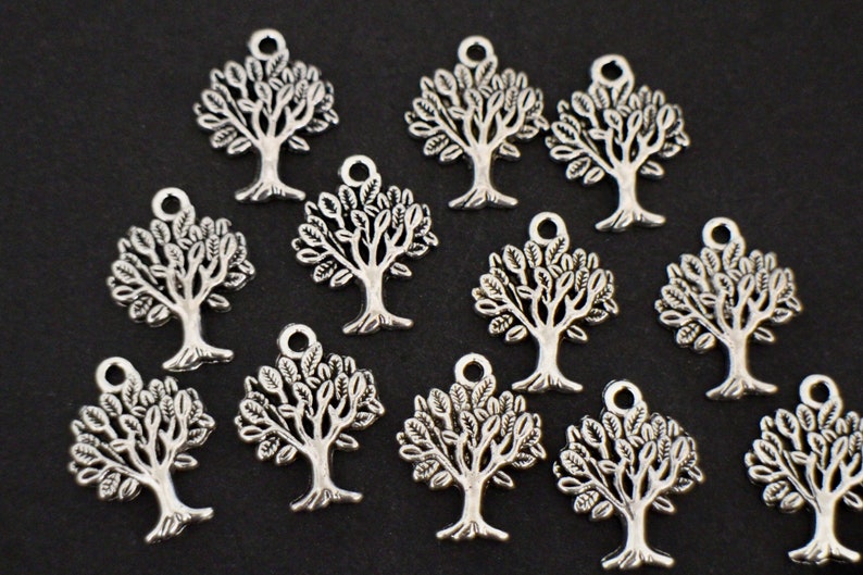 10 breloques arbres de vie en laiton argenté 22 x 17 mm pour vos créations bijoux nature image 4