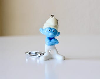 手作りのシルバーステンレススチール製スマーフキーホルダー - Etsy 日本