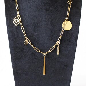 Handmade Gold Stainless Steel Charm Necklace