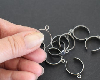 4 supports bagues ajustables en acier inoxydable argent avec anneaux , à personnaliser selon vos idées
