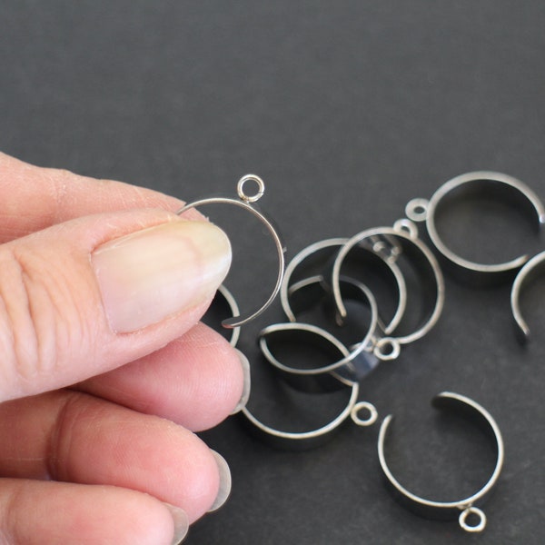 4 supports bagues ajustables en acier inoxydable argent avec anneaux , à personnaliser selon vos idées