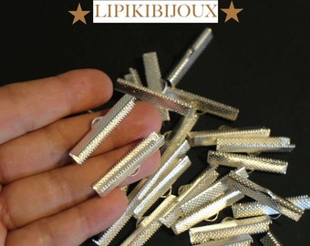 40 embouts griffes à pincer en métal argenté 35 x 8 mm apprêts parfaits pour fabrication de bracelets Liberty ou manchettes