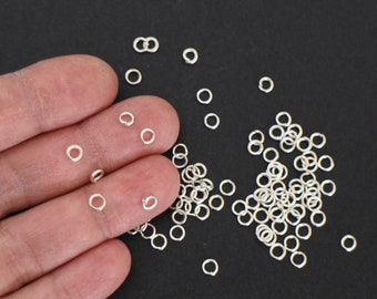 100 offene runde Verbindungsringe aus versilbertem Messing 4 mm für Ihre Schmuckkreationen
