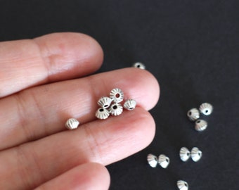 20 perles toupies striées en laiton argenté 5 x 4 mm pour vos créations bijoux