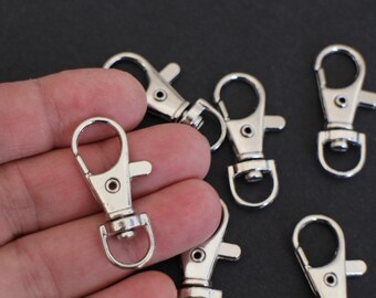 3 solid lobster clasps in silver-plated brass 37 x 16 mm, perfect findings for creating your bag jewelry key rings...