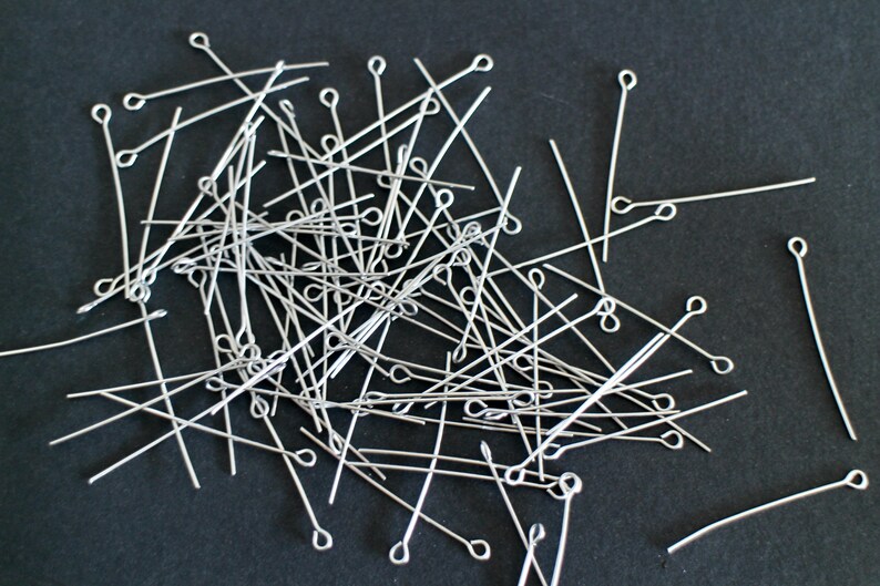 20 silver stainless steel eye rods, 40 mm image 3