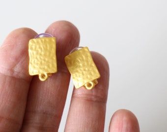 2 boucles d'oreilles clips en laiton doré 21 x 12 mm pour vos créations boucles d'oreilles pour oreilles non percées
