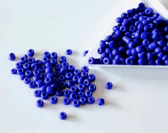 Perles de rocailles bleu rondes en verre 4 mm