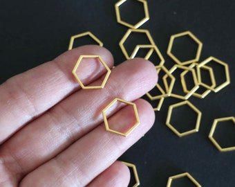 10 breloques hexagones en laiton doré 17 x 15 mm pour vos créations bijoux géométriques