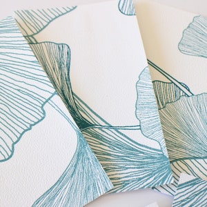 6 cartes feuilles de ginkgo en papier de cuir et papier Fait-main