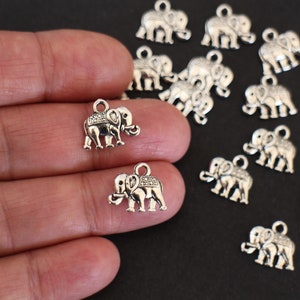 10 elephant charms in silver-plated brass 14 x 12mm for your jewelry creations