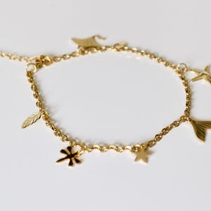 Handmade gold stainless steel sea charm anklet