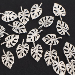 10 breloques feuilles Monstera en laiton argenté 20 x 12 mm pour vos créations bijoux style nature image 4
