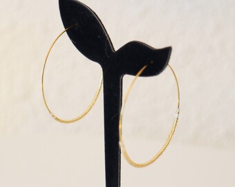Handmade stainless steel hoop earrings with gold Miyuki beads