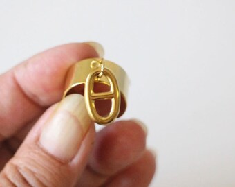 A coffee bean ring all in gold stainless steel Handmade, gift packaging will be offered to you