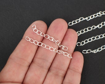 10 chaînes d'extension chaines de réglage en laiton argenté 50 mm x 4 mm permettent l'agrandissement de vos réalisations bijoux