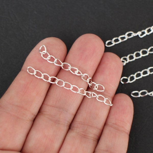 10 extension chains silver-plated brass adjustment chains 50 mm x 4 mm allow you to enlarge your jewelry creations