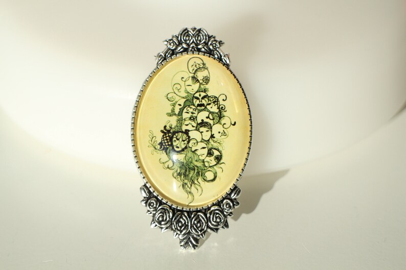 KIT DIY pin different masks and support engraved with silver metal flowers