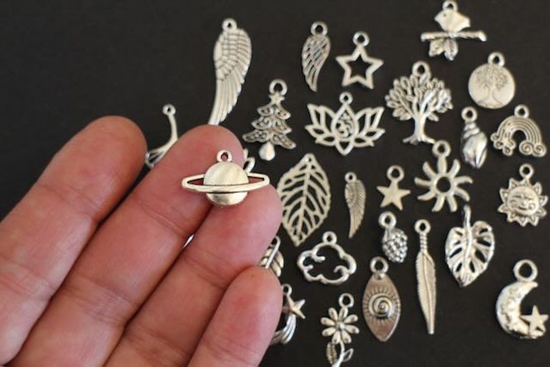 30 breloques différentes en laiton argenté pour vos créations bijoux thème nature image 4