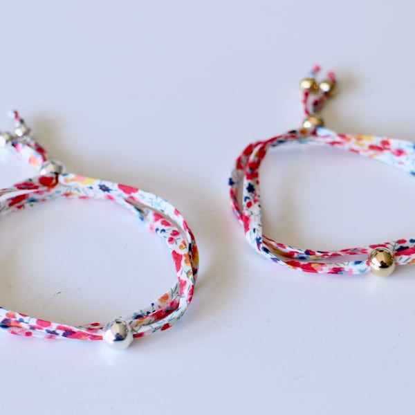 Kit diy bracelet Liberty Phoebe fleuri et perle lisse or ou argent