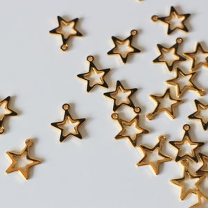 10 hollowed-out star charms in golden stainless steel 15 x 13 mm for timeless jewelry creations image 2