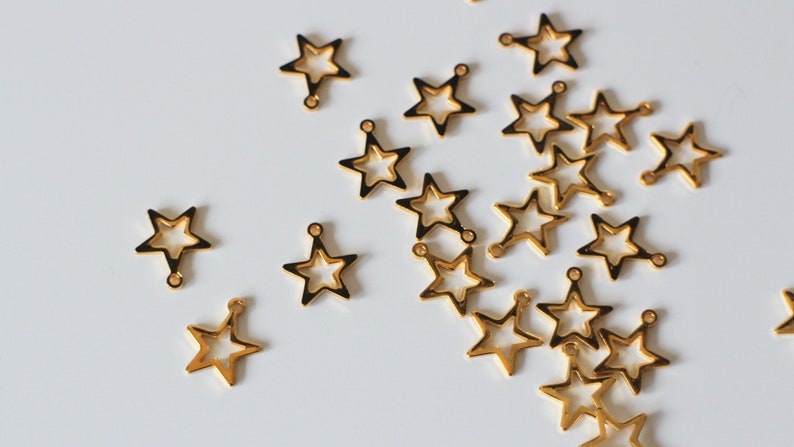 10 hollowed-out star charms in golden stainless steel 15 x 13 mm for timeless jewelry creations image 2