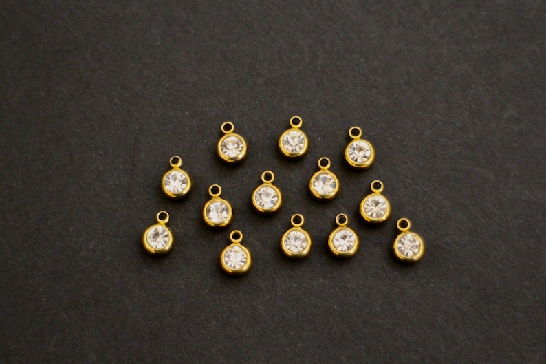 10 breloques strass ronds en acier inoxydable doré 8 x 6 mm pour des créations bijoux épurées et glamour zdjęcie 5