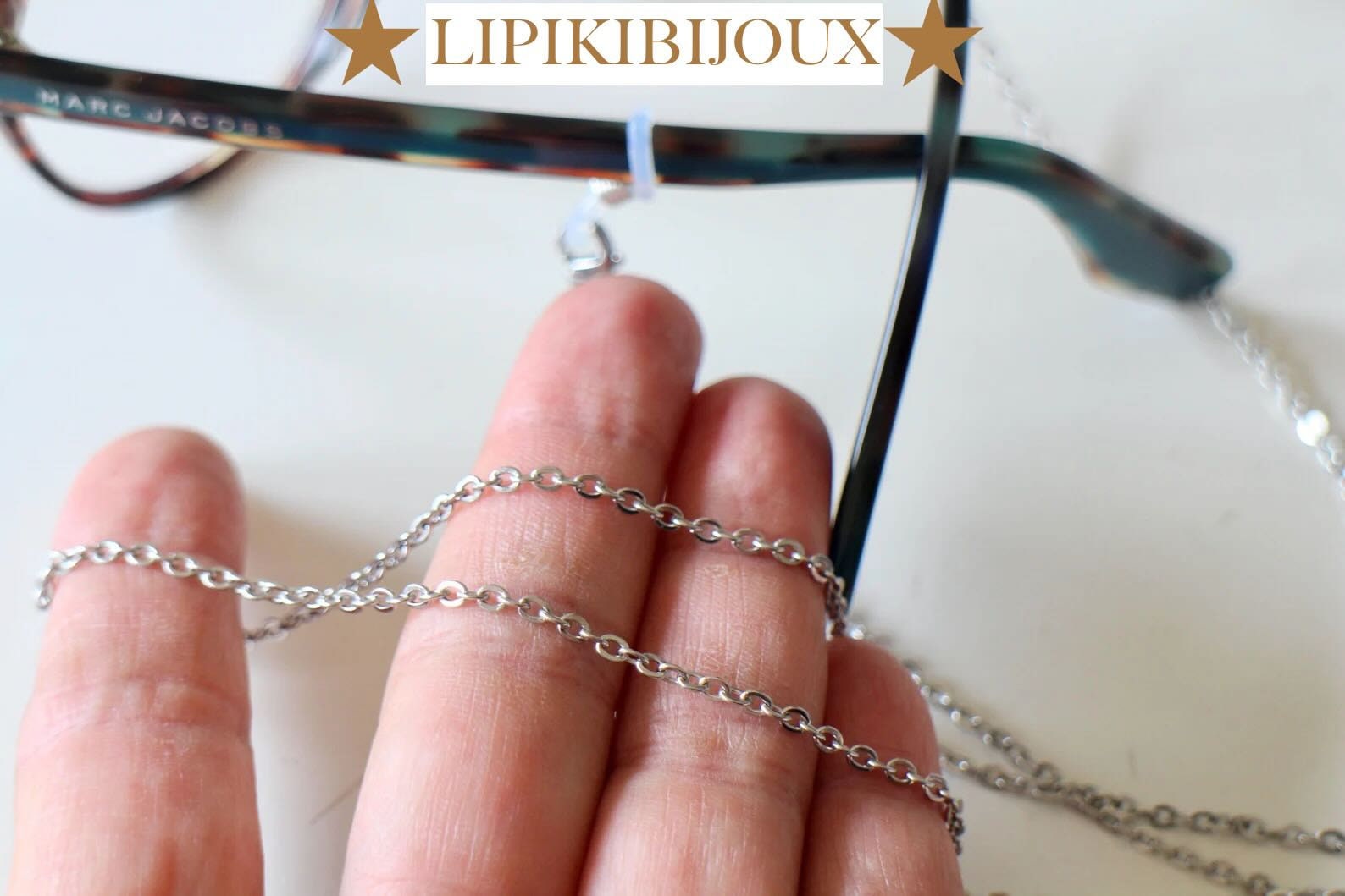 Silver eyeglass deals chain