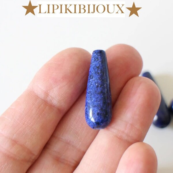 Perle en lapis lazuli bleu en pierre gemme forme goutte 30 x 10 mm