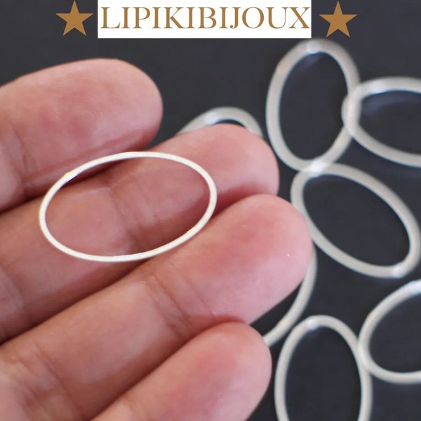 10 breloques connecteurs anneaux ovales fermés en métal argenté clair 26 x 16 mm pour vos créations bijoux graphiques géométriques
