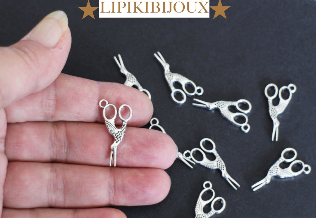 10 Birdshaped Scissor Charms in Silver Metal 27 X 14 Mm Real Etsy