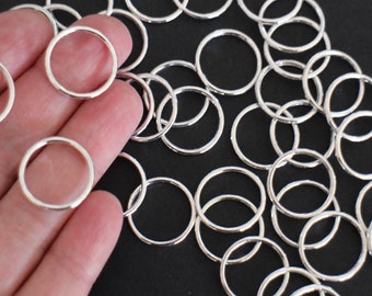 10 Ringe geschlossene Kreise glatte runde Verbindungsglieder aus versilbertem Messing 19 mm für Ihre grafischen Schmuckkreationen
